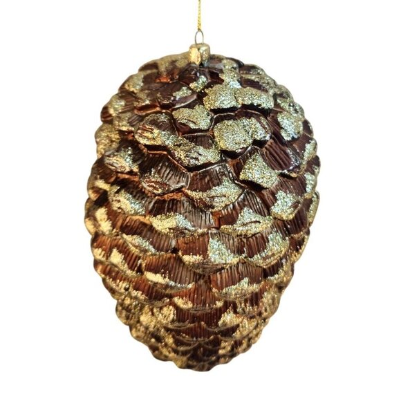 Brown & Gold Glitter Pinecone Hanging Ornament - Picture 2 of 6